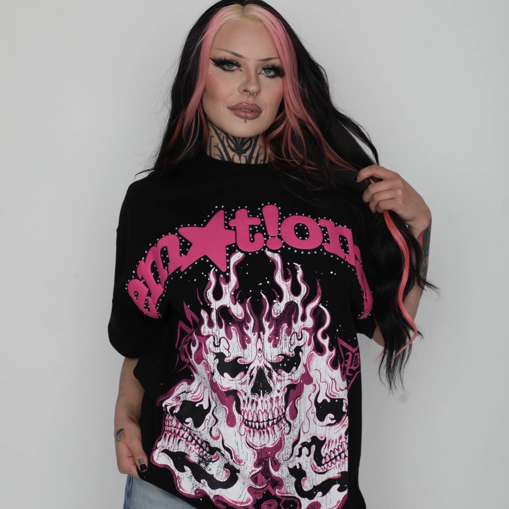 Broken Promises Co. Emotional Flaming Skulls Graphic Tee Unisex M EUC Streetwear - Picture 13 of 13